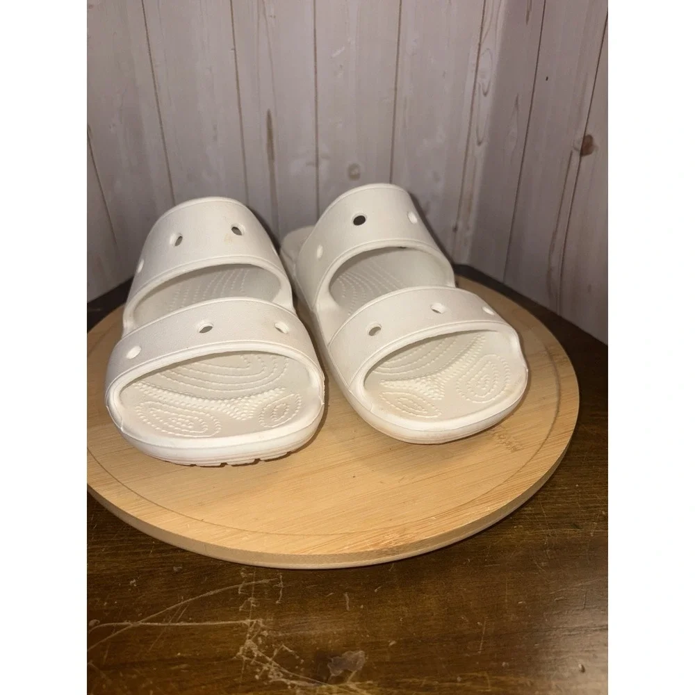 Crocs Comfort Slides White Two Strap Sandals Casual Summer Essential W7/M5